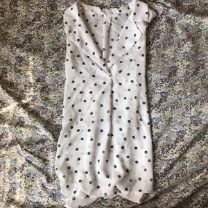 ❌SOLD❌ LUSH White and Black Polka Dot Sleeveless Blouse